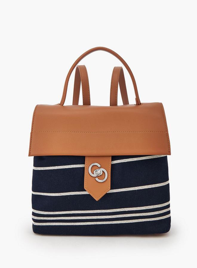 Celeste Striped Textile Backpack With Adjustable Shoulder Straps - Image 1
