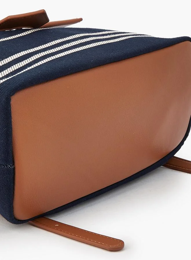 Celeste NAVY Striped Textile Backpack With Adjustable Shoulder Straps for Women | Best Price UAE