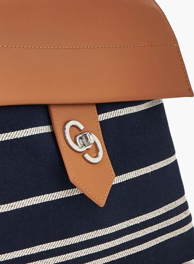 Celeste NAVY Striped Textile Backpack With Adjustable Shoulder Straps for Women | Best Price UAE