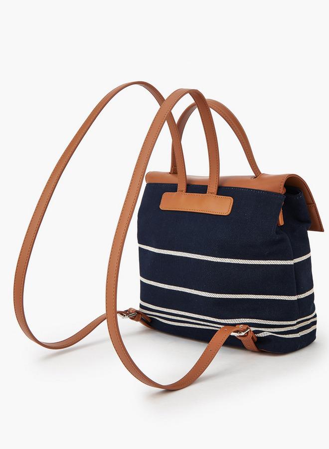 Celeste Striped Textile Backpack With Adjustable Shoulder Straps - Image 4