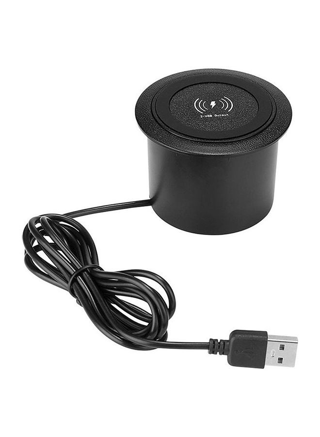 NIBEMINENT Desktop Embedded Wireless Charger Pad With 2 USB Charging Port Black  - Image 1