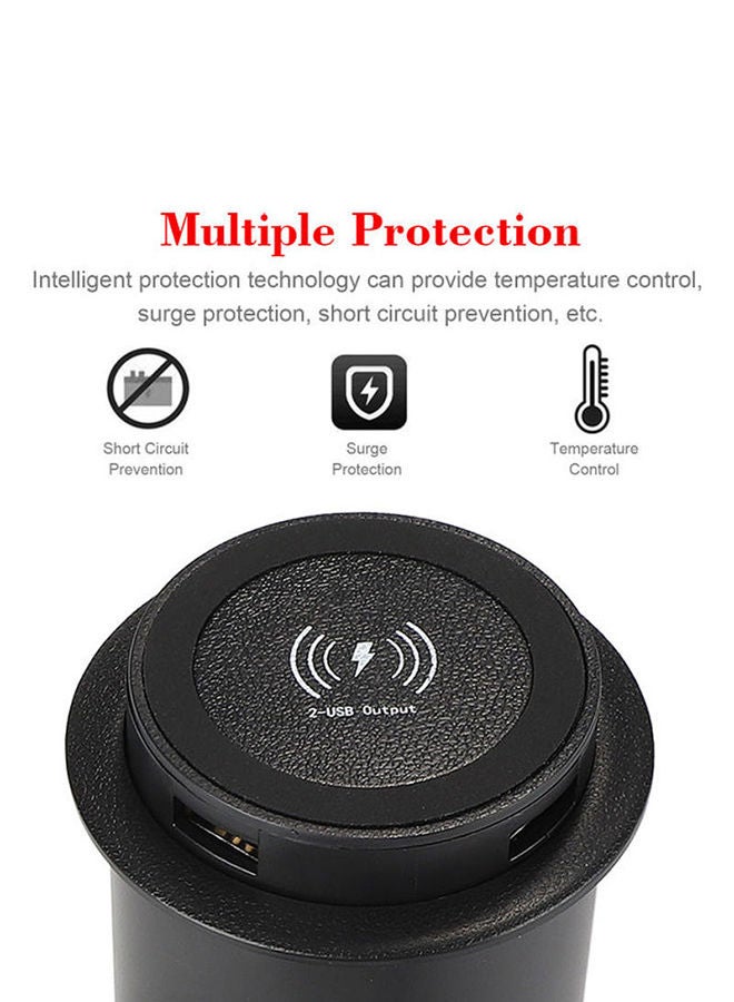 NIBEMINENT Desktop Embedded Wireless Charger Pad With 2 USB Charging Port Black  - Image 2