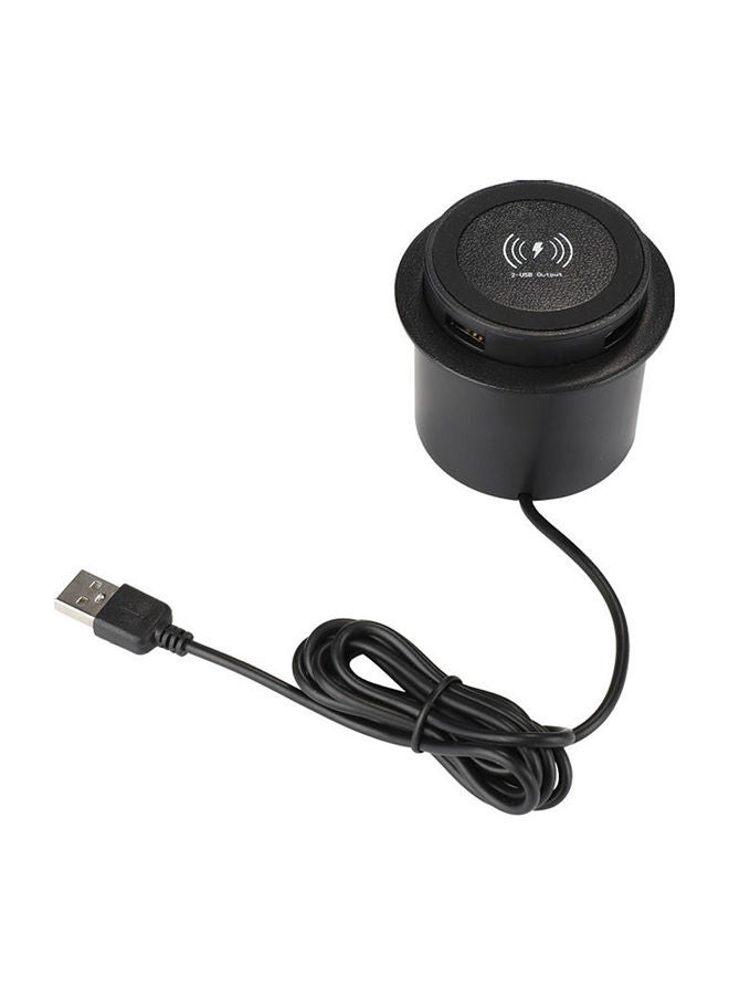 NIBEMINENT Desktop Embedded Wireless Charger Pad With 2 USB Charging Port Black  - Image 4