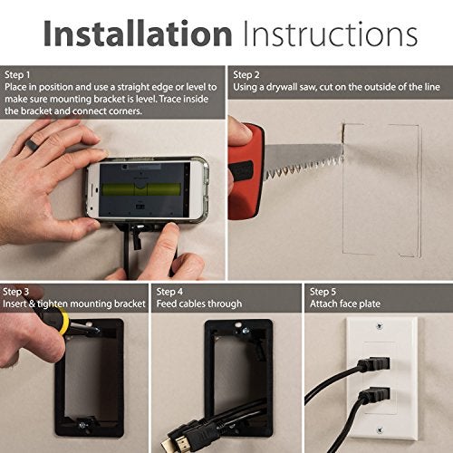 Fosmon Low Voltage Mounting Bracket (3 Gang), Fosmon Low Voltage Mounting Bracket (Mounting Screws Included) for Telephone Wires, Network Cables, HDMI, Coaxial, and Speaker Cables - Image 2