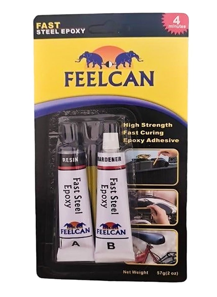 Generic - FEELCAN Fast Steel Epoxy Adhesive 57G – Heavy-Duty Metal Bonding, Quick-Set, High-Strength, Waterproof, Heat-Resistant, Multi-Surface Repair Glue - Image 1