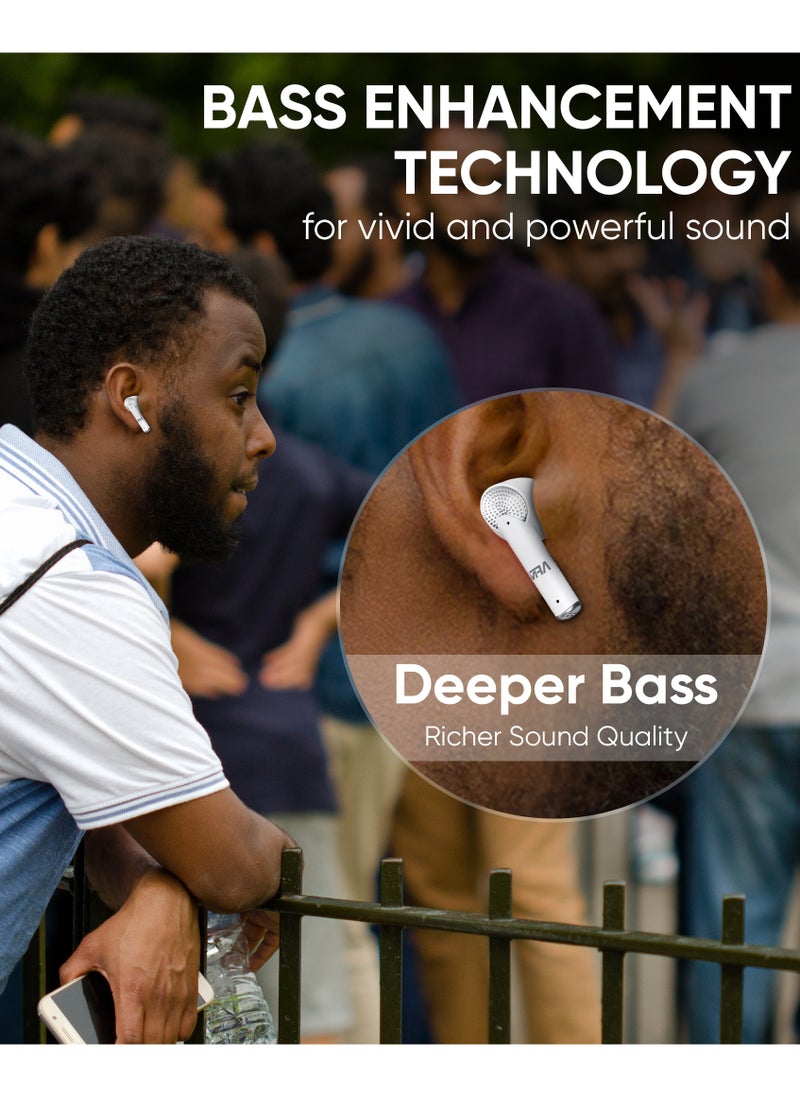 MRA - Earbuds, Long Battery Life, Deep Bass with 13mm Drivers, Waterproof, 5.3 Bluetooth for Stable Connection, Noise-Cancelling, Easy Tap-to-Control, Battery Status Indicator on Case, Premium Earphones for Music/Calls - Image 1
