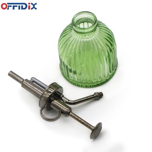 OFFIDIX Glass Plant Mister, 6.3 Inches Tall Vintage Style Spritzer Bronze Plastic Top Pump One Hand Watering Can Indoor Plant Spray Bottle for Garden, Plants, Cleaning (Light Green) - Image 3