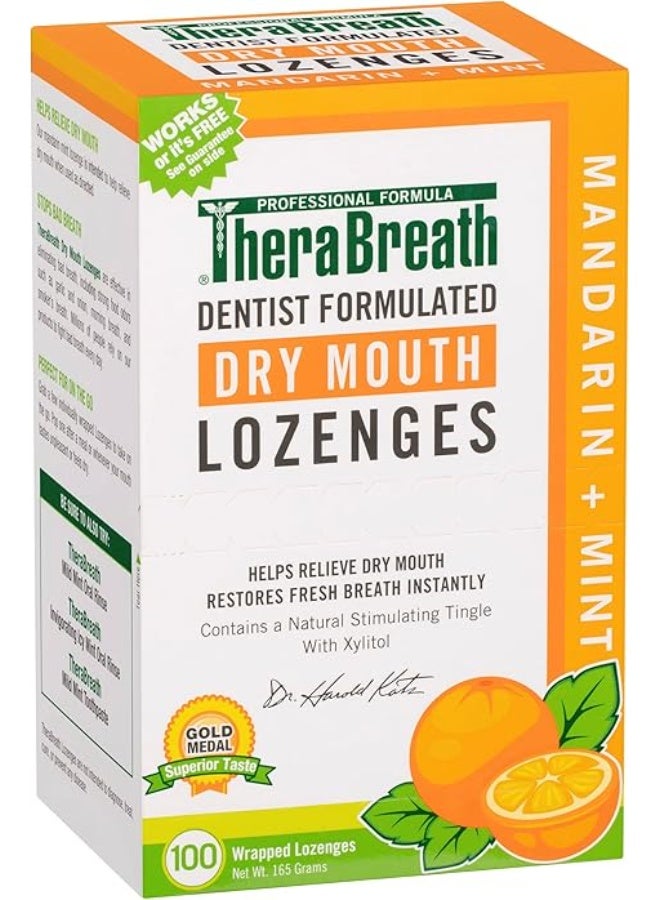 أقراص الزنك لجفاف الفم من TheraBreath، نكهة اليوسفي والنعناع، ​​100 قرص استحلاب