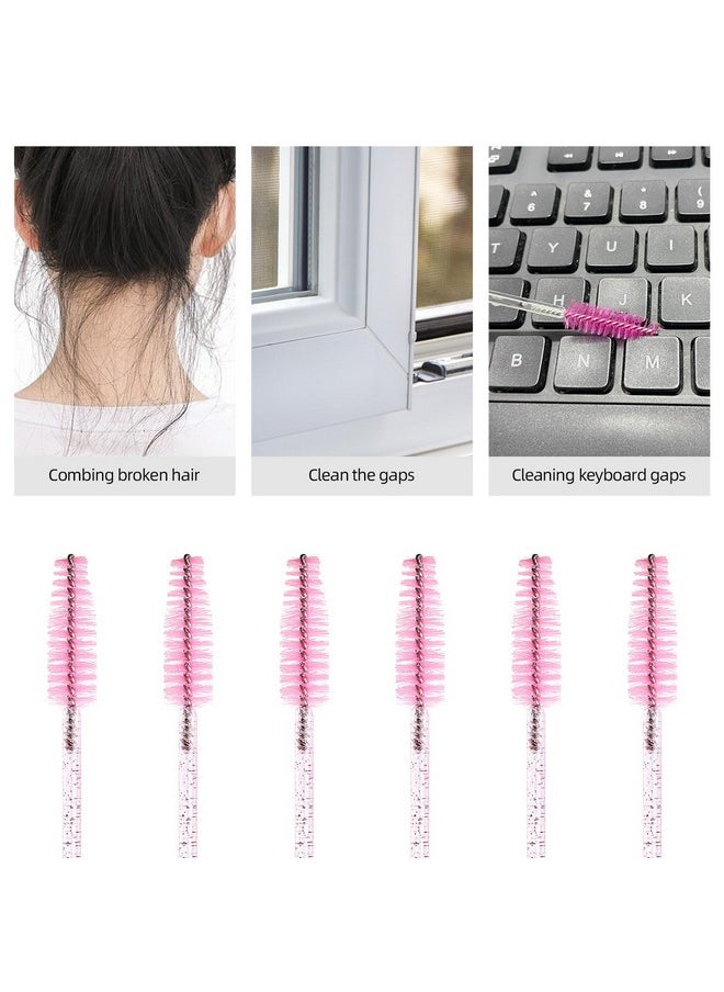 Tbestmax 50 Pcs Disposable Mascara Wands Crystal Eyebrow Spoolies Brush For Eyelash Extensions Pink Eye Lash And Makeup Brush  - Image 5