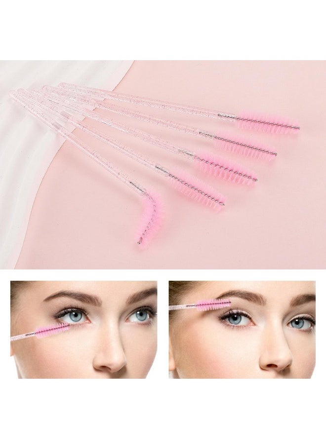 Tbestmax 50 Pcs Disposable Mascara Wands Crystal Eyebrow Spoolies Brush For Eyelash Extensions Pink Eye Lash And Makeup Brush  - Image 4