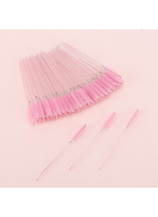 Tbestmax 50 Pcs Disposable Mascara Wands Crystal Eyebrow Spoolies Brush For Eyelash Extensions Pink Eye Lash And Makeup Brush  - Image 3