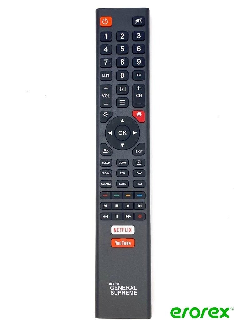 erorex Replacement Universal Remote Control For General Supreme LED LCD Smart TV Black 