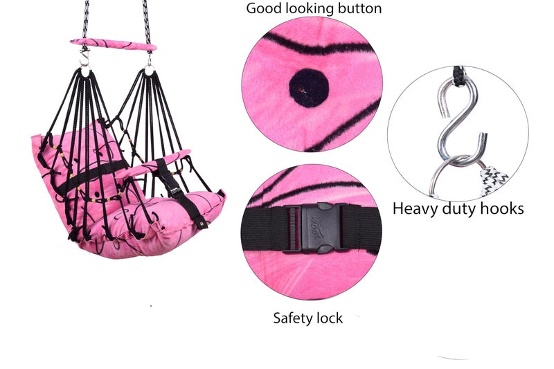 Sprointal® Cotton Baby Swing for Kids Children Folding and Washable 1 to 5 Years New Born Baby Gift Soft Jhula with Safety Belt Easy to Carry Safety Lock Cradle Chair | Home Garden Hall (Pink) - Image 5