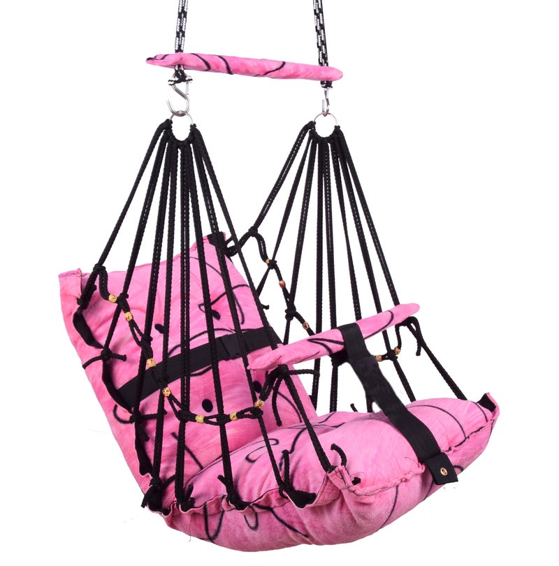 Sprointal® Cotton Baby Swing for Kids Children Folding and Washable 1 to 5 Years New Born Baby Gift Soft Jhula with Safety Belt Easy to Carry Safety Lock Cradle Chair | Home Garden Hall (Pink) - Image 2
