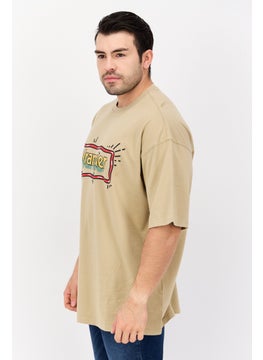 Wrangler Men Crew Neck Short Sleeves Brand Logo T-Shirt, Beige  - Image 2