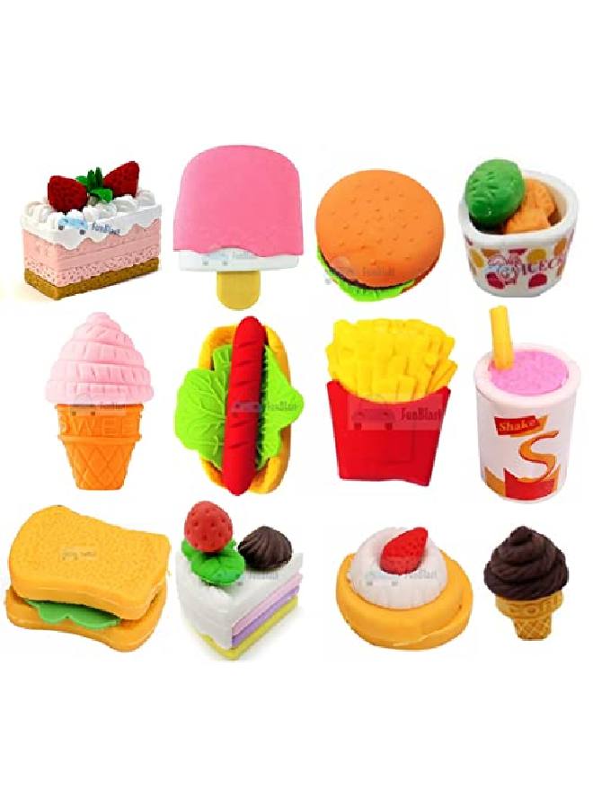 FunBlast Eraser For Kids Fast stylish Eraser Set For Return Gift Stationary Set For Kids Rubber Eraser For Kids Sweets Eraser Stationary Set For Kids Rubber Eraser For Kids (12 Pc;Multicolor) - Image 1
