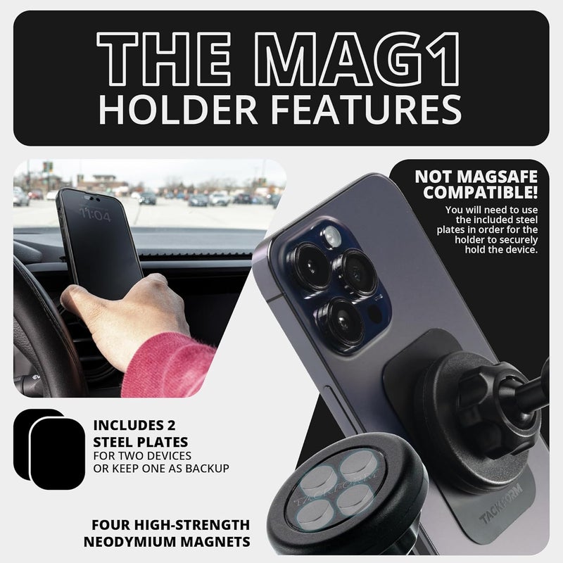 tackform Vent Phone Mount Compatible with 2021-2024 Ford F150 and Raptor | CNC Machined Aluminum | Zero Slip, Anti-Scratch | Universal Magnetic Phone Holder | Short Reach | (NOT MAGSAFE COMPATIBLE) - Image 3