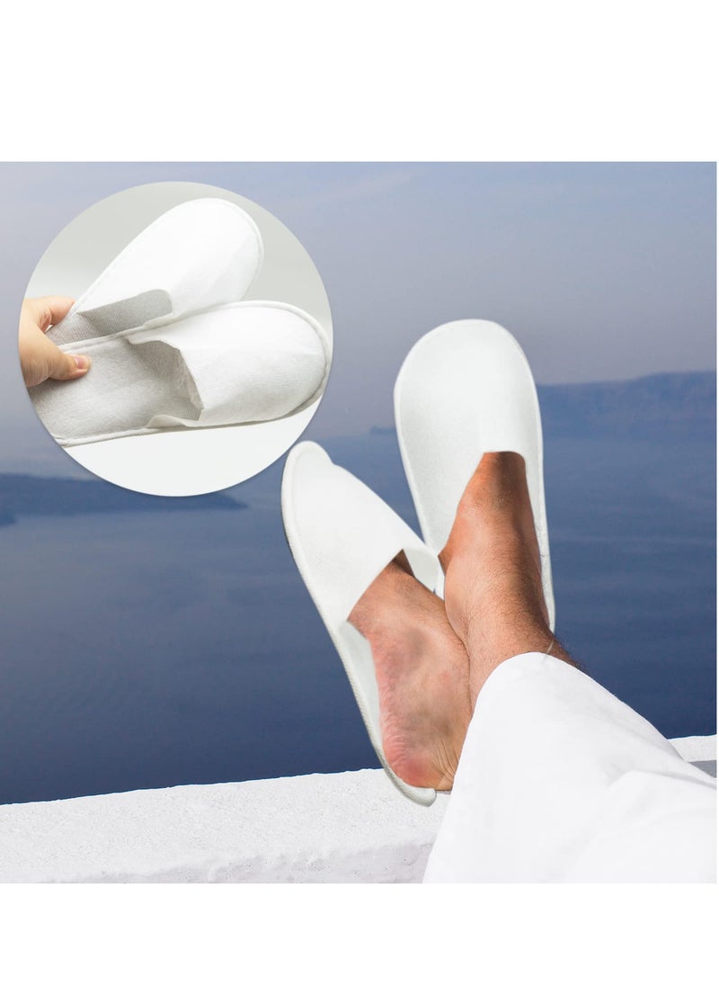 SYOSI - Disposable Closed Toe Slippers, Portable Travel Slippers, Non-Slip Unisex Eco-Friendly Indoor Slippers for Spa, Hotel, Guests, Home, Travel, 6 Pairs White Disposable Slippers for Women Men - Image 1