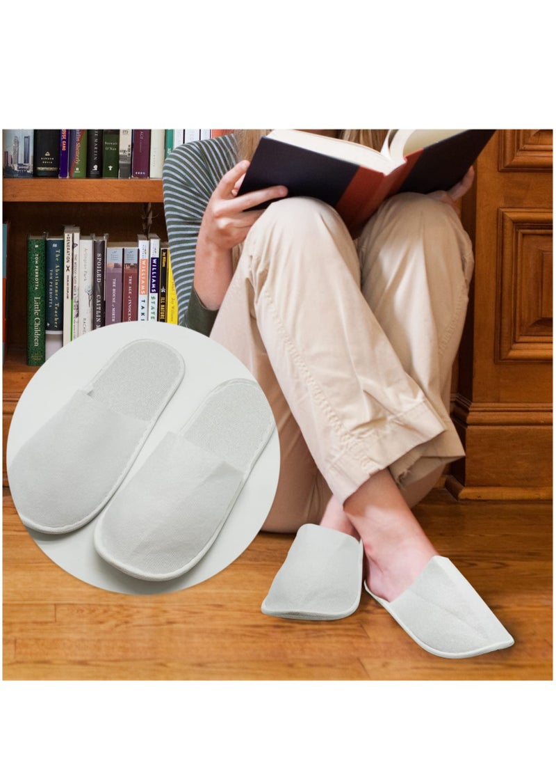 SYOSI - Disposable Closed Toe Slippers, Portable Travel Slippers, Non-Slip Unisex Eco-Friendly Indoor Slippers for Spa, Hotel, Guests, Home, Travel, 6 Pairs White Disposable Slippers for Women Men - Image 1