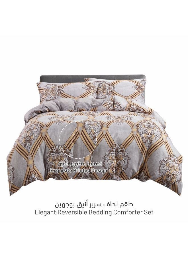 Donetella 5-Piece King Size Comforter Set with Removable Filler in Grey Cloud with Pale Taupe Colour  - Image 2