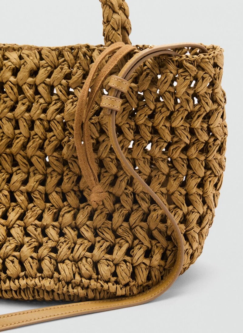 MANGO Natural Fiber Double Handle Bucket Bag  - Image 4