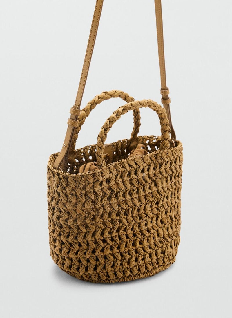 MANGO Natural Fiber Double Handle Bucket Bag  - Image 2