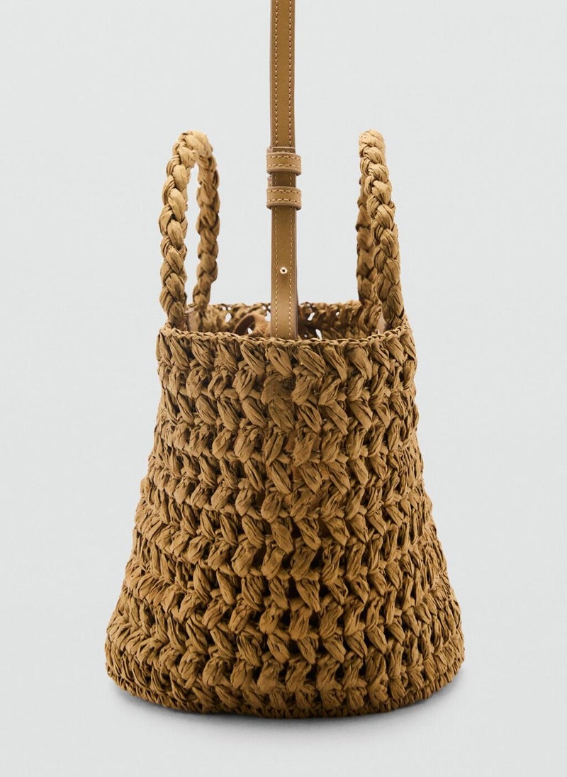 MANGO Natural Fiber Double Handle Bucket Bag  - Image 3
