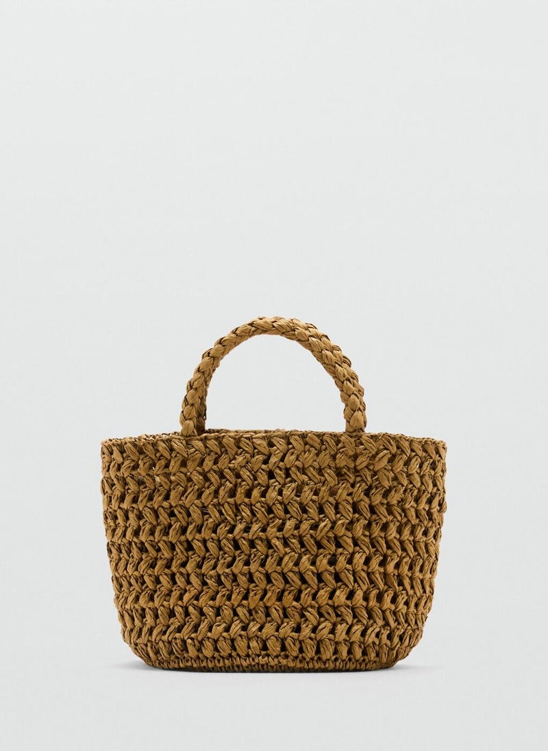 MANGO Natural Fiber Double Handle Bucket Bag  - Image 1