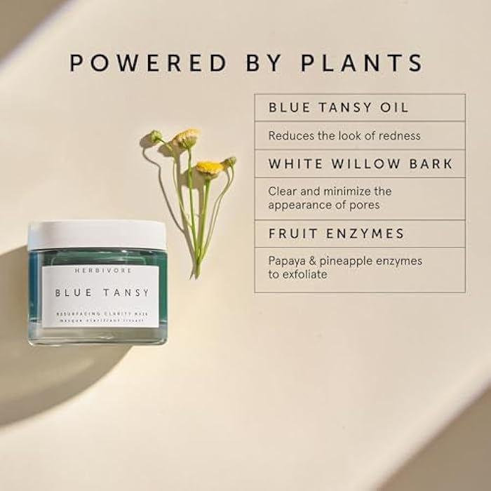HERBIVORE Blue Tansy BHA & Enzyme Pore Refining Mask - Naturally Clarifies Acne, Blemishes & Redness, Vegan & Cruelty-Free, 60 mL / 2.02 oz - Image 2