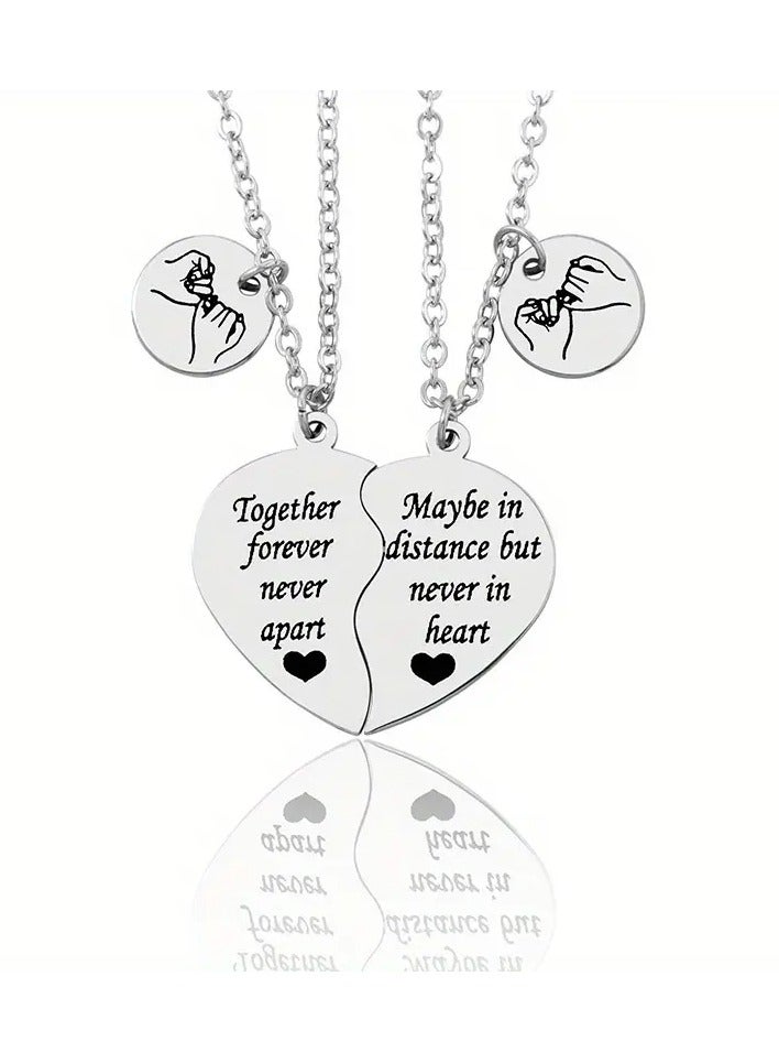 Goolsky Simple Mother And Son Peach Heart Necklace Pair – Stainless Steel Material, Mother's Day Small Gift, Matching Peach Heart Design - Image 2