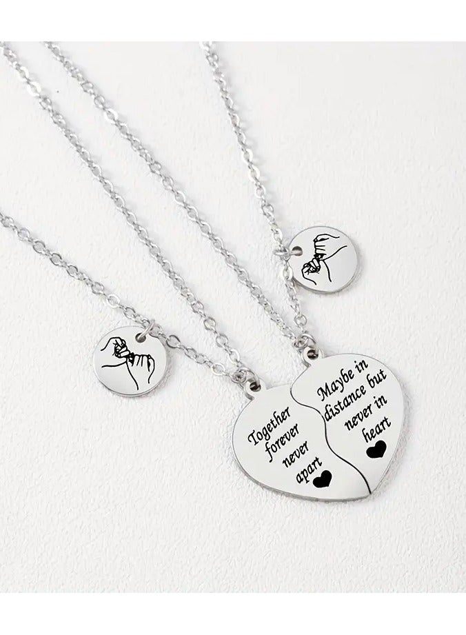 Goolsky Simple Mother And Son Peach Heart Necklace Pair – Stainless Steel Material, Mother's Day Small Gift, Matching Peach Heart Design - Image 1