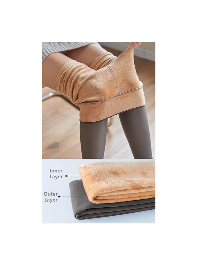 Remy Belle Fleece Lined Tights Women Leggings Thermal Pantyhose Fake Translucent Tights Opaque High Waisted Winter Warm Sheer Tight (220g S/M, Grey) - Image 5