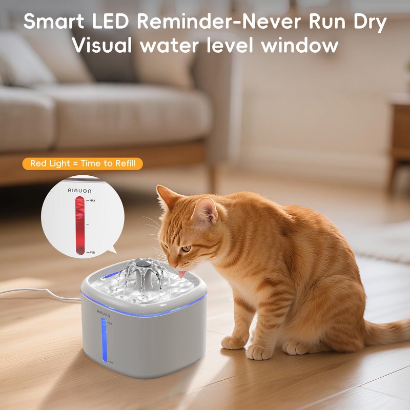 AIAUON Cat Water Fountain,84oz/2.5L Pet Cat Fountain â€“ Ultra Quiet Upgraded Automatic Pet Water Dispenser with 3 Replaceable Filters, Indoor Cat & Dog Drinking Bowl (White) - Image 4