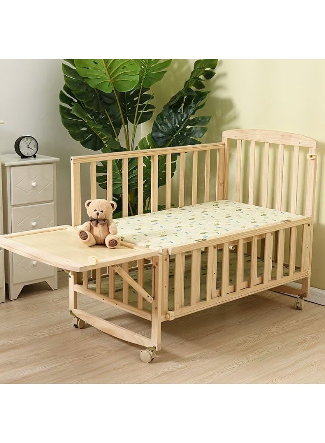 FUN MOMENT Wooden Baby Bed with Rocking Crib, Mosquito Net, Storage Space, and Wheels 116 x 60 cm - Image 3