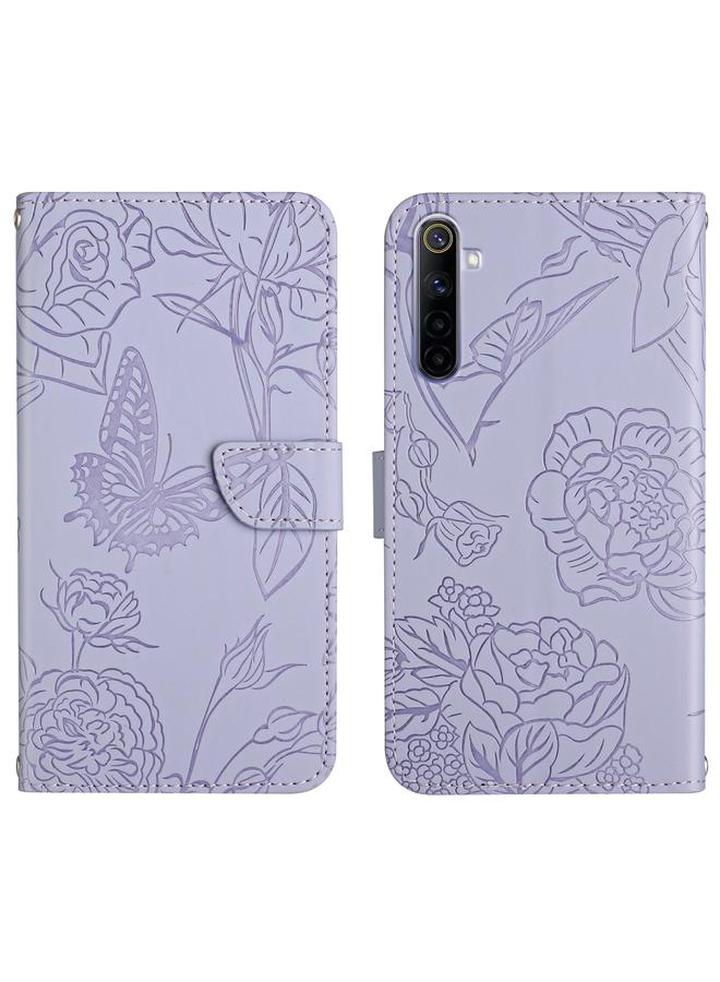 S-TOP Case For OPPO Realme 6 Skin Feel Butterfly Peony Embossed Leather Phone Case - Image 1