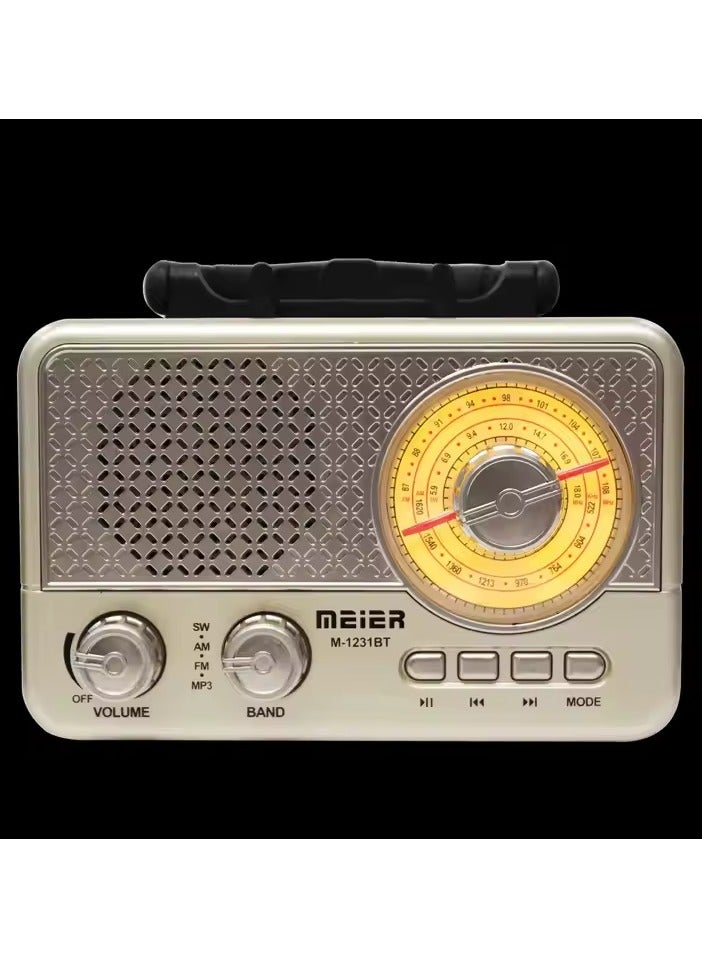 Retro Radio, FM AM SW Tri-Band Radio, Outdoor Multi-Band Radio, DC 3V, Type C, USB Charging Radio, BT Speaker
