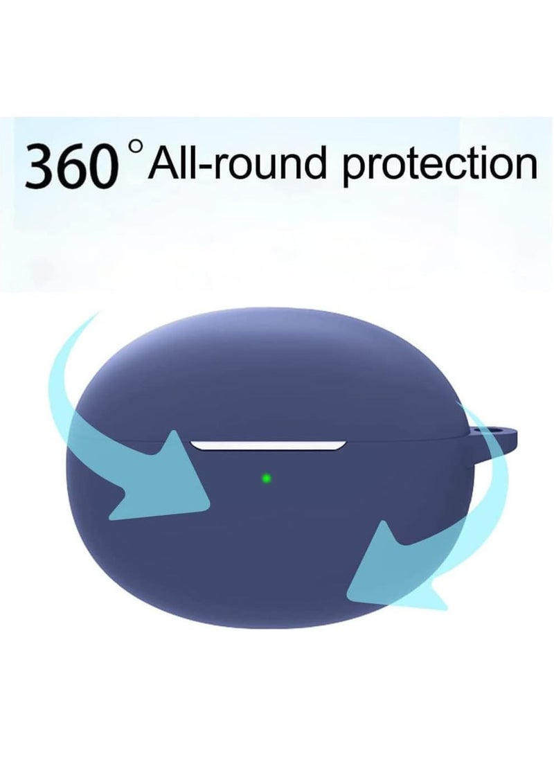 Earphone Case Cover for Oppo Enco Air 3 Pro/ free 3 TWS Soft Silicone Skin Case Cover Shock Absorbing Protective Case with Keychain [Front LED Visible] - blue