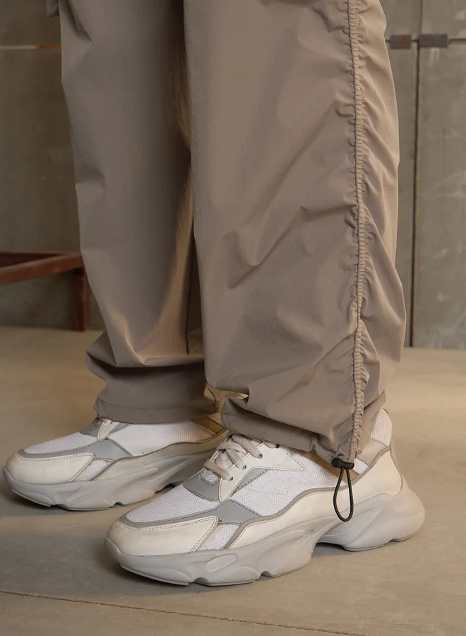 SASSAFRAS Side Ruched Baggy Parachute Pants