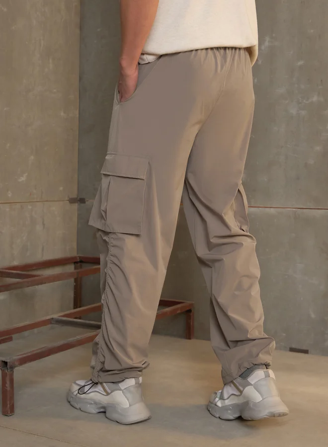 SASSAFRAS Side Ruched Baggy Parachute Pants