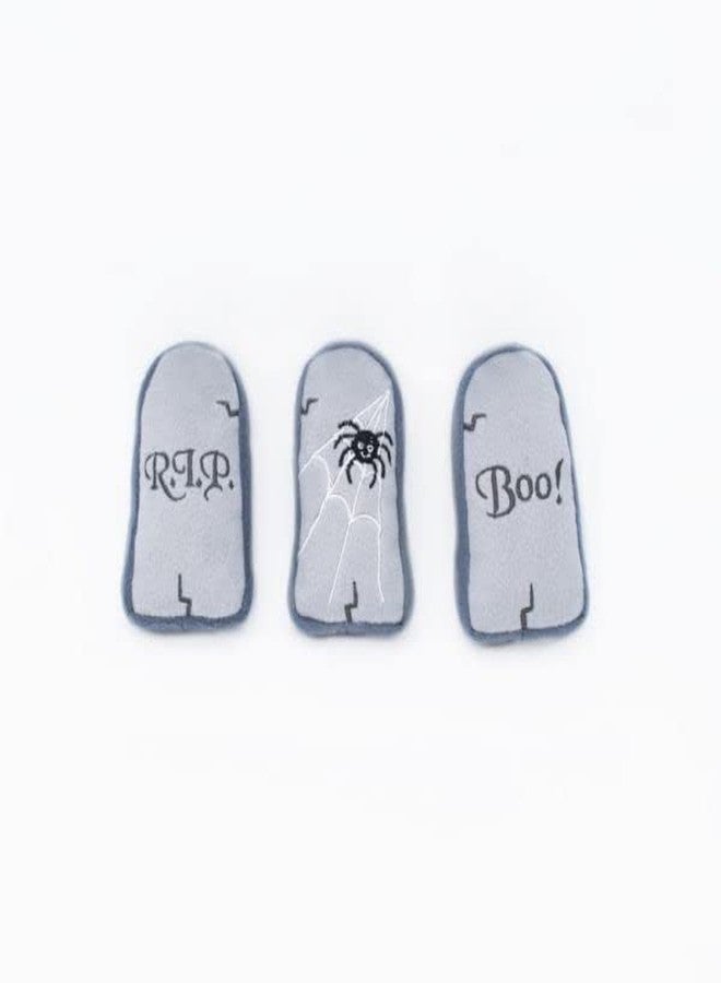 ZippyPaws Miniz Tombstones Halloween Dog Toys 3-Pack, Squeaky Puppy Play Toys for Fall & Autumn, Spooky Fun Interactive Plush Toys - Image 1