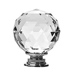 J P Hardware Clear Glass Crystal Cabinet Knobs/Wardrobe Door Knobs/Cupboard Drawer Pull Handle/Glass Dresser Knobs (Pack of 4_40mm) (Chrome Round Knobs) - Image 3