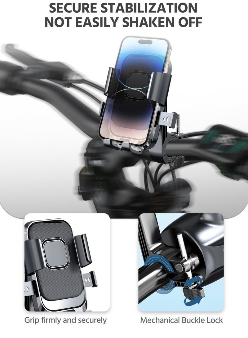 Hirospace Shock-Absorbing Motorcycle Phone Holder, Adjustable Mount Bracket for Motorbike and Bicycle, Universal Fit for iPhone, Samsung, Huawei, Xiaomi, Redmi, Honor, and More - Image 2