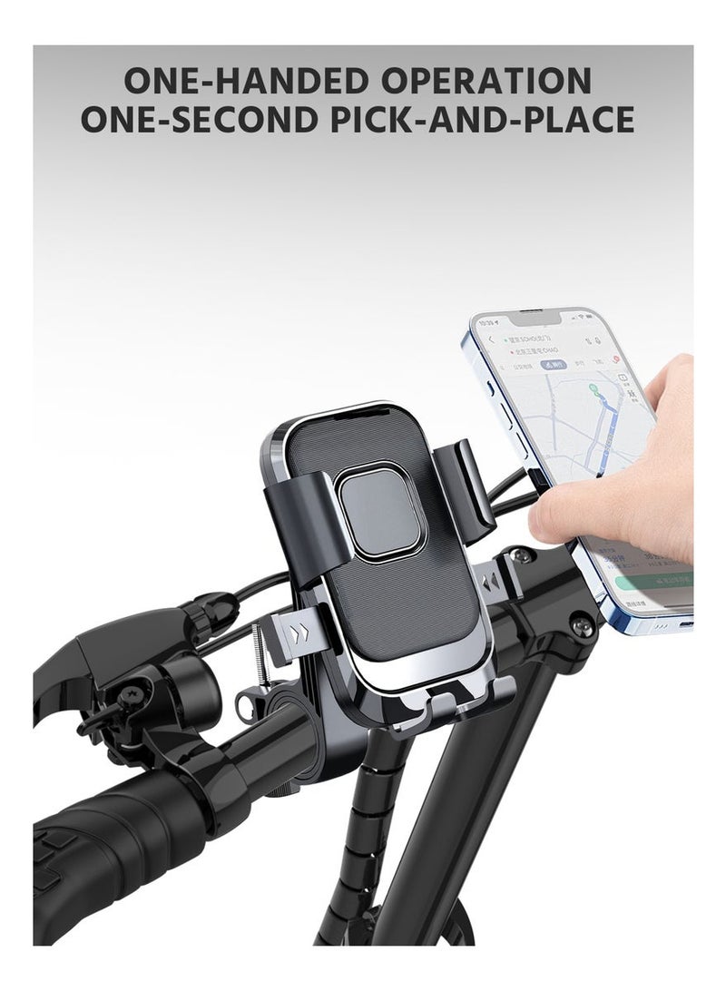 Hirospace Shock-Absorbing Motorcycle Phone Holder, Adjustable Mount Bracket for Motorbike and Bicycle, Universal Fit for iPhone, Samsung, Huawei, Xiaomi, Redmi, Honor, and More - Image 4