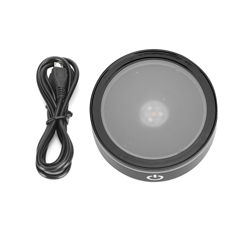 Multicolor LED Light Base Round Black Pedestal Display Stand for Glass Art Flat Touch - Image 2