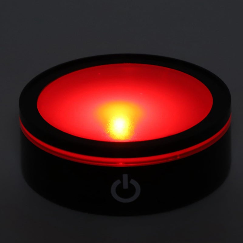 Multicolor LED Light Base Round Black Pedestal Display Stand for Glass Art Flat Touch - Image 4