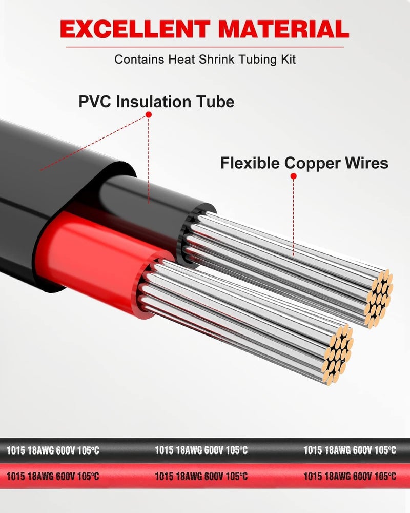 NAOEVO 18 Gauge Wire 2 Conductor Electrical Wire, 18 AWG Stranded PVC Cord, 12V Low Voltage/Tinned Copper/Flexible Cable for Automotive Wiring, Lamp Cord, Marine Cable (50FT) - Image 2