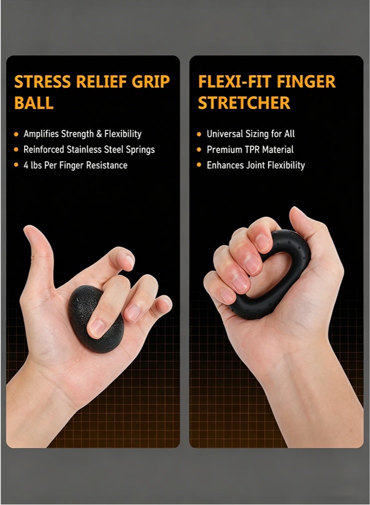 meayul 5 Pack Grip Strength Trainer Kit, Adjustable Hand Gripper with Counter, Finger Exerciser, Hand Extension Exerciser, Stress Relief Ball, Forearm Ring for Strength Training, Recovery and Fitness - Image 5