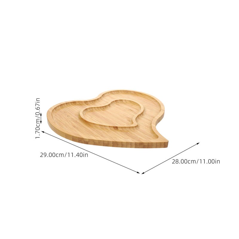 طبق تقديم على شكل قلب مزدوج، صينية فواكه وحلويات خفيفة، مقاس 29 × 28 سم، بلون طبيعي - Image 3