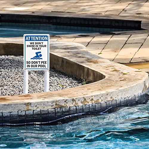 SmartSign "We Don't Swim In Your Toilet, So Don't Pee In Our Pool" Funny Pool Sign | 10" x 14" Plastic - Image 3