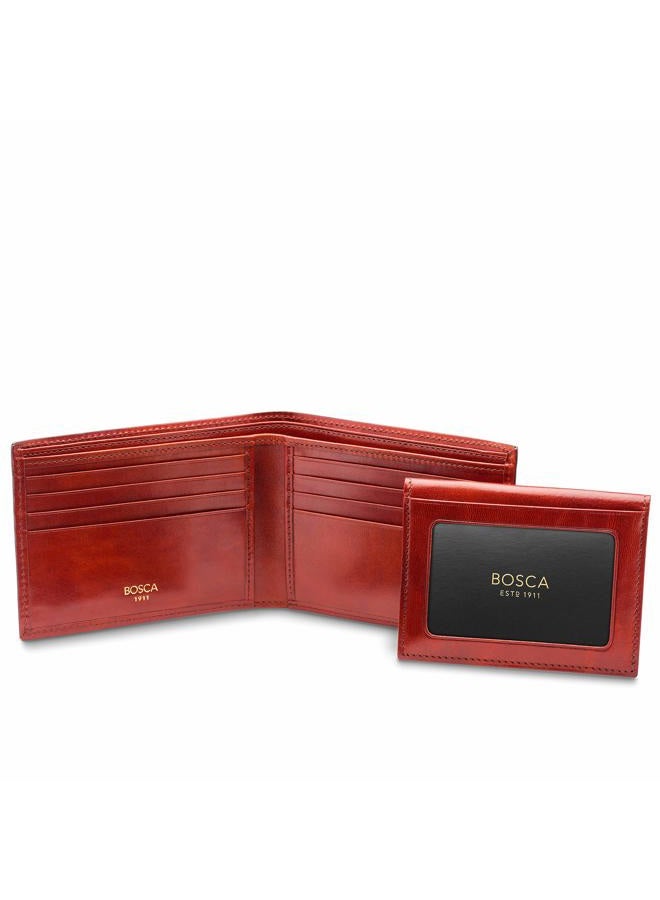 Bosca Men's Leather Wallet with Removable ID Passcase - Bifold Wallet for Men With 8 Card Slots, Premium Hand-Stained Leather With Gift Packaging, Cognac Brown - Image 4